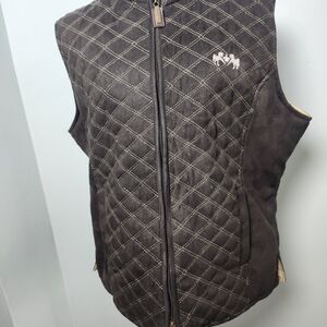 Equine Couture Quilted Equestrian Riding Vest Brown Horse Logo XL